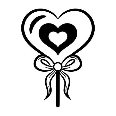 Valentine love heart candy drawing sketch for coloringのイラスト素材