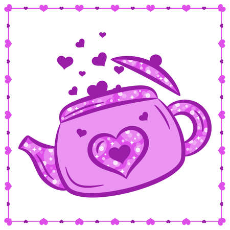 Valentine love pot of hearts sticker drawingのイラスト素材
