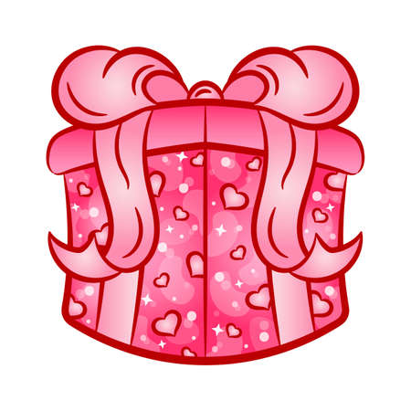 Valentine love gift box sticker drawingのイラスト素材