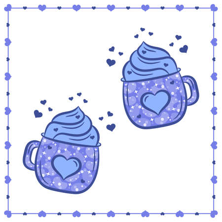 Valentine love cup sticker drawingのイラスト素材