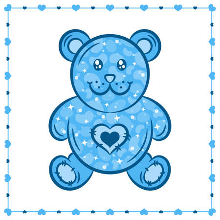 Valentine love teddy bear sticker drawingのイラスト素材