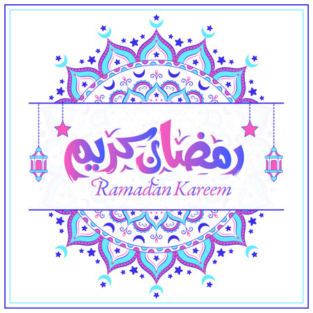 Ramadan kareem with Islamic mandala card post for social mediaのイラスト素材