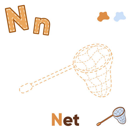 Alphabet Trace and color net for letter Nのイラスト素材