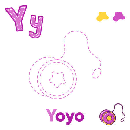 Alphabet Trace and color yoyo for letter Yのイラスト素材