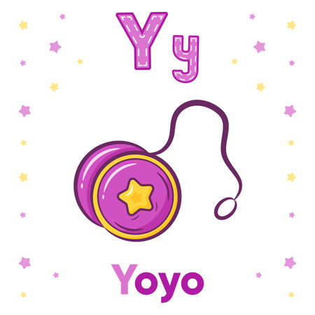Alphabet flashcard letter Y with cute yoyo drawingのイラスト素材