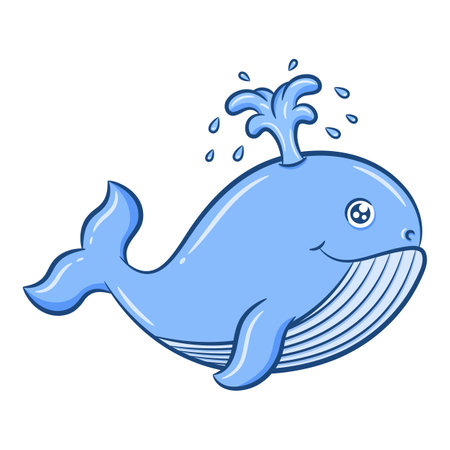 printable cute drawing whale for school and kidsのイラスト素材