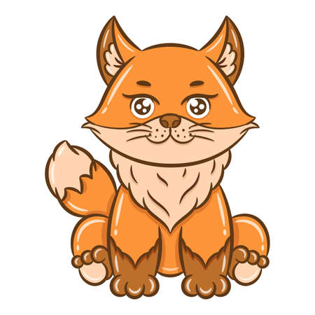 printable cute drawing fox for school and kidsのイラスト素材