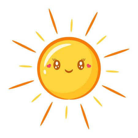 sun cute drawing for school flashcardのイラスト素材