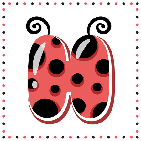 English Alphabet letter H cute ladybug theme drawingのイラスト素材