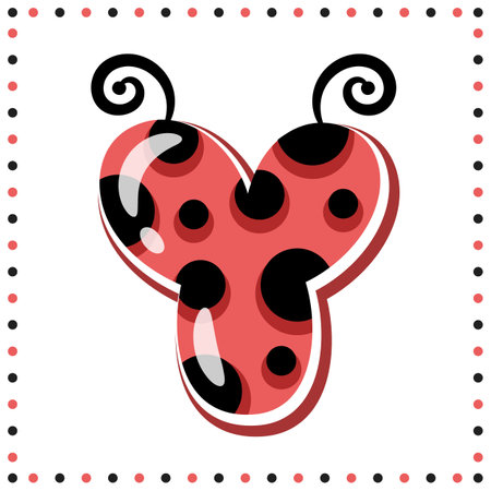 English Alphabet letter Y cute ladybug theme drawingのイラスト素材