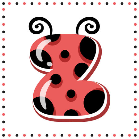English Alphabet letter Z cute ladybug theme drawingのイラスト素材
