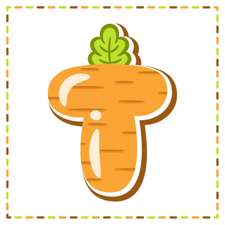 English Alphabet letter T cute carrot theme drawingのイラスト素材