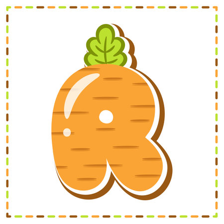 English Alphabet letter R cute carrot theme drawingのイラスト素材