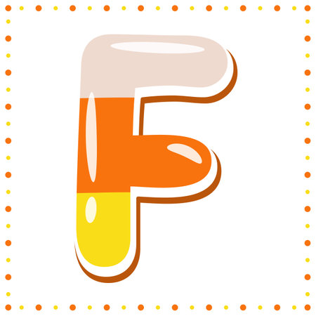 Halloween English Alphabet letter F cute candy theme drawingのイラスト素材