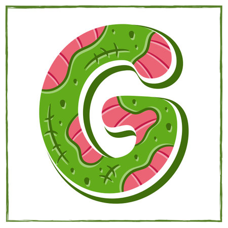 Halloween English Alphabet letter G Zombie theme drawingのイラスト素材