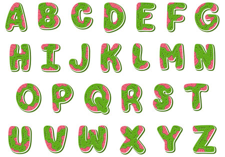 Halloween English Alphabet all letters Zombie theme drawingのイラスト素材