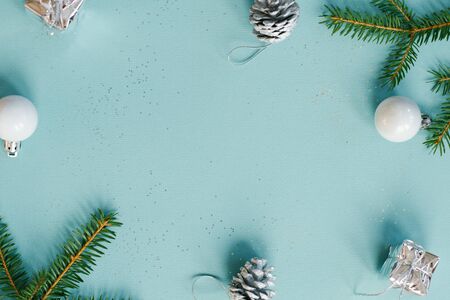 Holiday and celebration concept for postcard or invitation. Christmas or new year border. Christmas...
