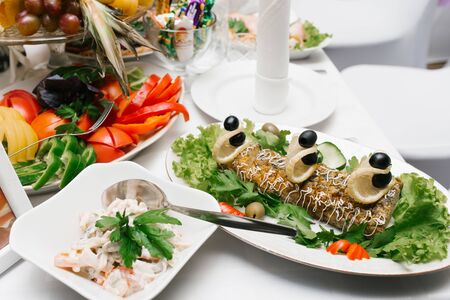 Festive snacks on the Banquet tableの写真素材