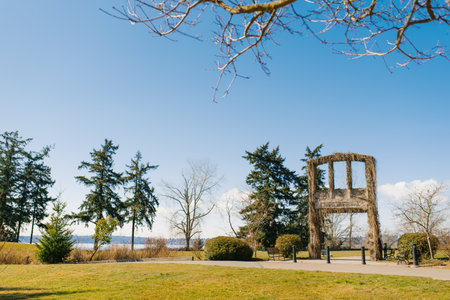 Kirkland, Washington, USA. February 2020. Decorative gates in Heritage Park.のeditorial素材