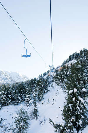 Cable car in Beldersay ski resort in Uzbekistan in winter