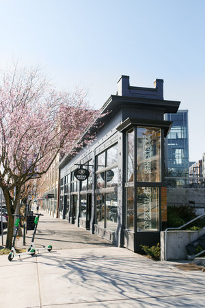 Tacoma, Washington, USA. March 2021. One of the streets downtownのeditorial素材