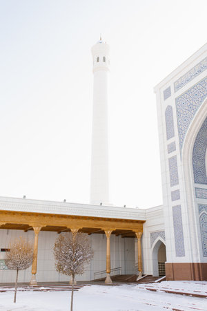 Tashkent, Uzbekistan. December 2020. White Mosque Minorのeditorial素材