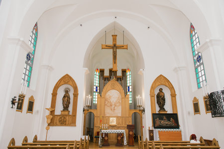 Minsk, Belarus. August 2021. The interior of the Zolotogorsky Church of the Most Holy Trinity of St....