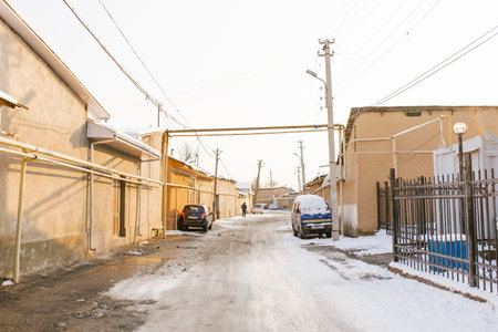 Tashkent, Uzbekistan. December 2020. Mahalla of the Old City in winterのeditorial素材