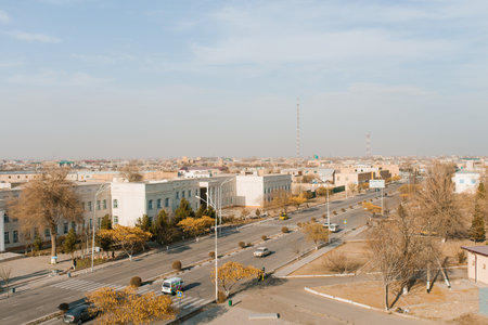 Bukhara, Uzbekistan. December 2021. Streets of a modern cityのeditorial素材