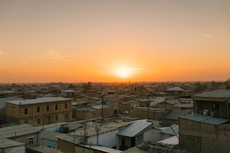 Bukhara, Uzbekistan. December 2022. View of the old town at sunsetのeditorial素材