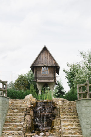 Belarus. September 2022. Hut on chicken legs on the territory of the Versailles Park Hotelのeditorial素材