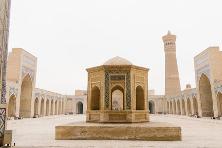 Bukhara, Uzbekistan. December 2022. Kalyan Mosque. The pulpit over the grave of the first Imamのeditorial素材