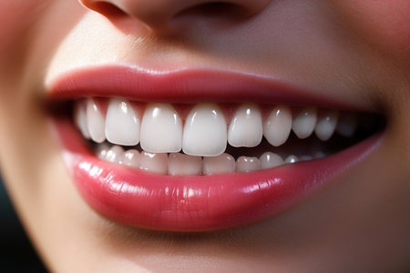 Beautiful female smile with white teethの素材