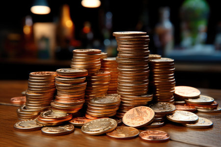 Stacks of gold coins. Finance and investmentの素材