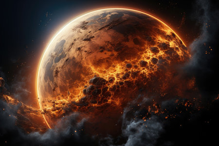 Red hot planet in space. Symbolic image of Marsの素材