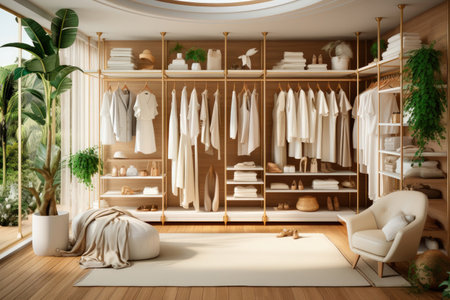 Open space minimalistic scandinavian walk in closetの素材