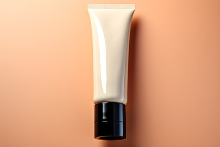 Tube tonal makeup foundation mockup on beige backgroundの素材