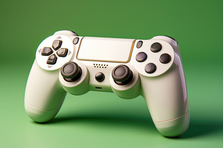 White game console on a green backgroundの素材