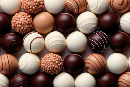 Homemade chocolate candies for Valentine's Day on dark backgroundの素材