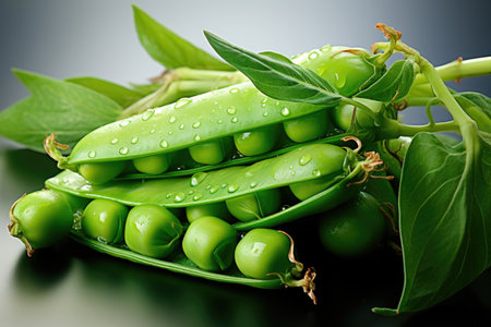 Fresh green peas on the backgroundの素材
