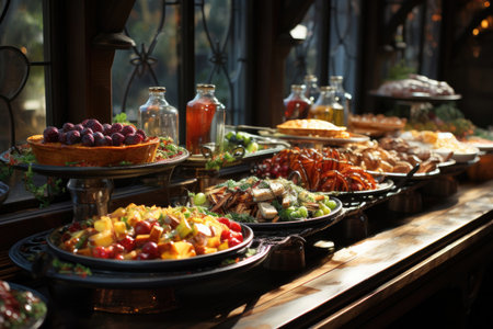 Buffet line of lunch and dinnerの素材