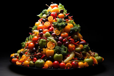 Creative Christmas tree made of fruits and vegetablesの素材