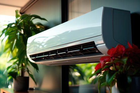 Air conditioner on the wall in the house for cleaning and coolingの素材