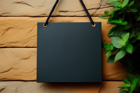 Mockup black square layout on the wall for the logoの素材