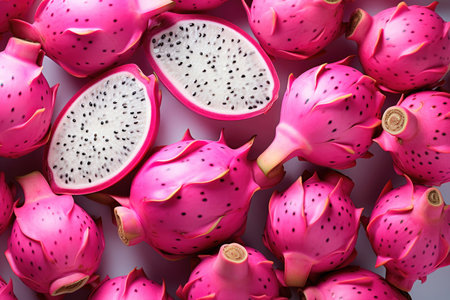 Flat lay pattern of fresh dragon fruitの素材