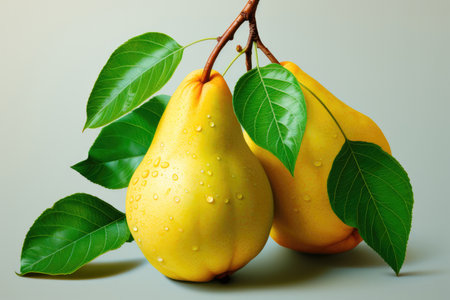 Ripe fresh pears in the backgroundの素材