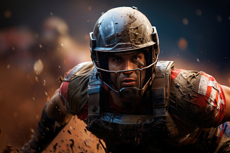 Black African American Football, Baseball Player in the Gameの素材