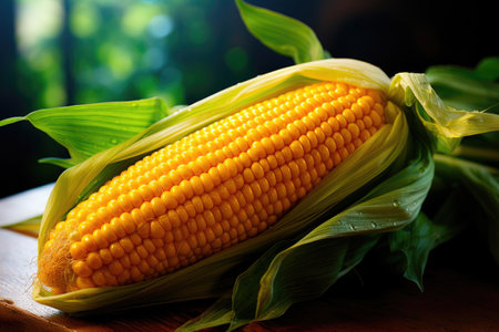 Organic Yellow Sweet Corn close-upの素材