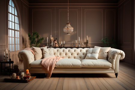 Interior of a classic living room with a couchの素材