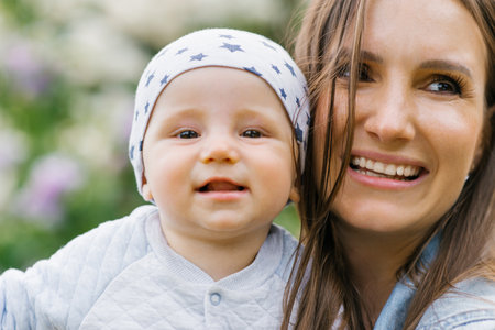 Loving young mother and her little son. Motherhood and Mother's Dayの写真素材